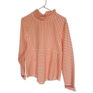 Talbots Orange and White Striped Long Sleeve Top NEW Size XL